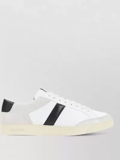 Tom Ford Panelled Suede And Grained Leather Sneakers In White