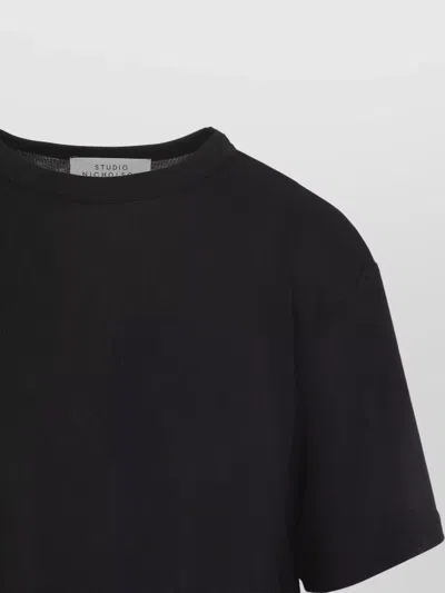 Studio Nicholson Crew Neck Short Sleeve Plain Tshirt In Black