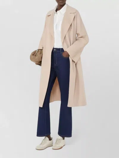 Weekend Max Mara Long Coat Belted Waist Notched Lapels In Gray