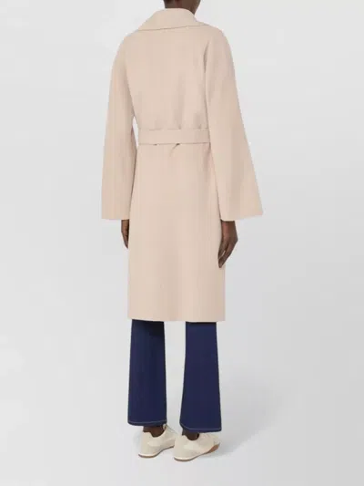 Weekend Max Mara Long Coat Belted Waist Notched Lapels In Gray