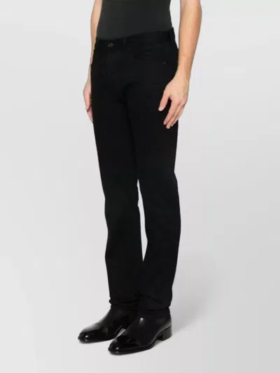 Tom Ford Selvedge Denim Straight Fit Jeans Logo Patch In Black