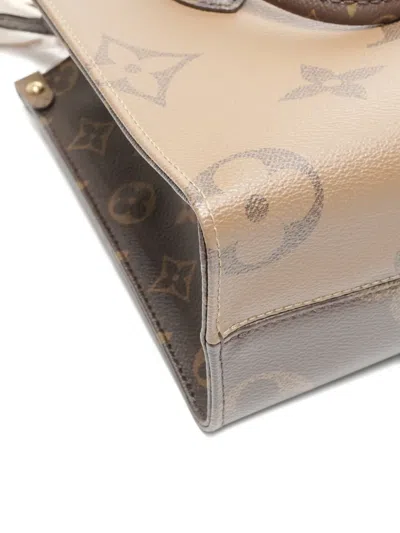 Pre-owned Louis Vuitton 2021-2025 Pm On The Go Monogram Tote Bag In Brown