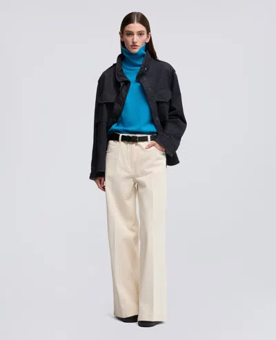 Aspesi Turtleneck Jumper In Wool, Yak And Cashmere Blend In Blue