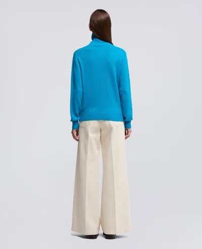 Aspesi Turtleneck Jumper In Wool, Yak And Cashmere Blend In Blue