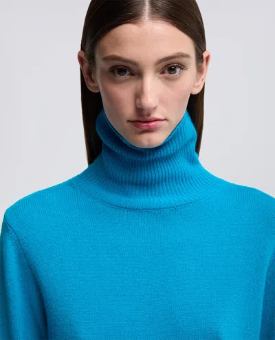 Aspesi Turtleneck Jumper In Wool, Yak And Cashmere Blend In Blue