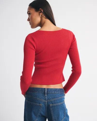 Abercrombie & Fitch Bra-free Twist Sweater In Red