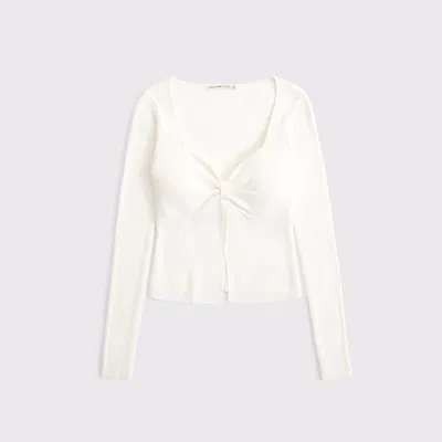 Abercrombie & Fitch Bra-free Twist Sweater In White