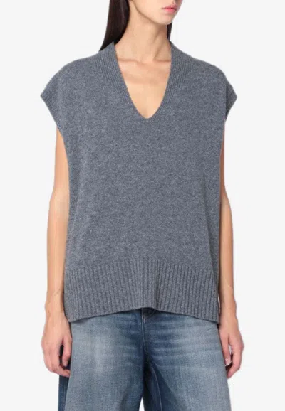 Roberto Collina Oversized Ribbed Wool Vest In Animal Print