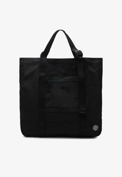 Stone Island Zip Pocket Bag With Internal Snap Pocket And Compass Logo Patch In Red
