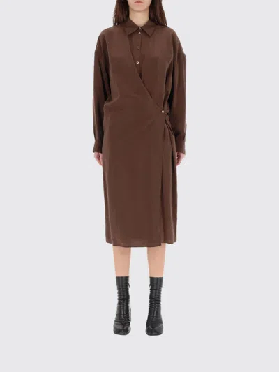 Lemaire "twisted" Midi Dress In Brown