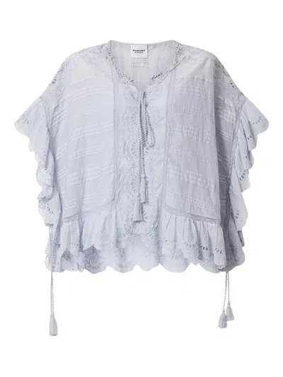 Isabel Marant Étoile Payton Lace-trimmed Embroidered Cotton Blouse In Pink