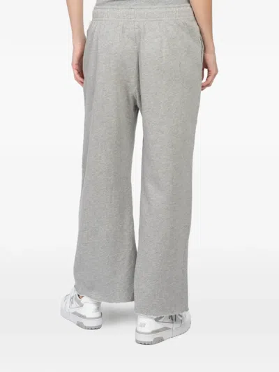 Velvet Drawstring Frayed Track Pants In Gray
