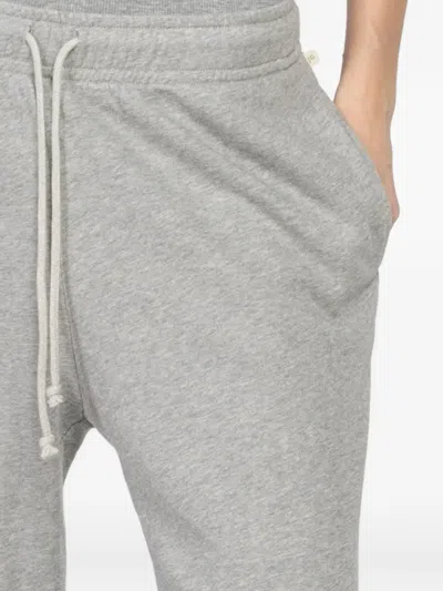 Velvet Drawstring Frayed Track Pants In Gray