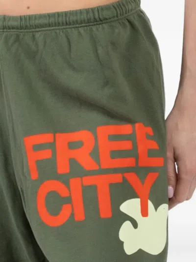 Freecity Drawstring Printed Track Pants In Green