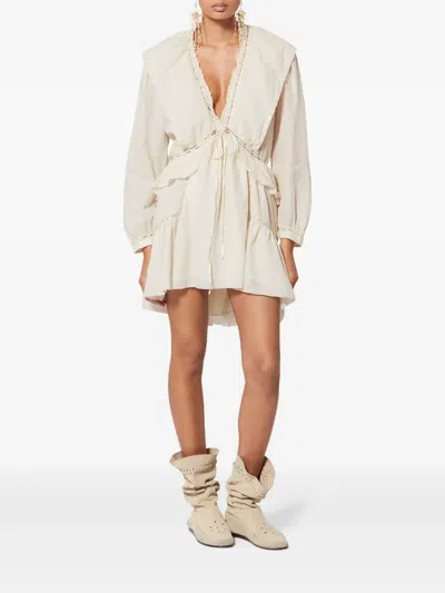 Isabel Marant Étoile Damya Lace Ruffled Mini Dress In Neutral