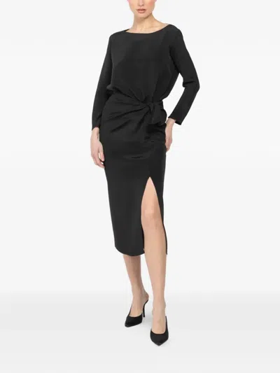 结饰开衩中长半身裙