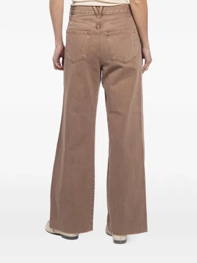 磨损边阔腿牛仔裤