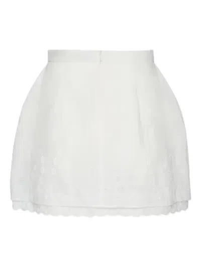 Magda Butrym Embroidered White Mini Skirt In White
