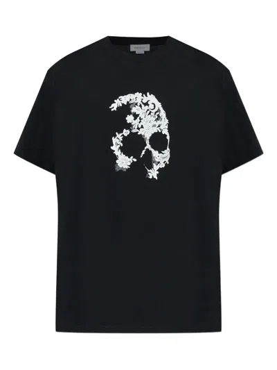 Alexander Mcqueen Crew Neck Graphic Print Short Sleeve T Shirt In Black