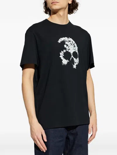 Alexander Mcqueen Crew Neck Graphic Print Short Sleeve T Shirt In Black