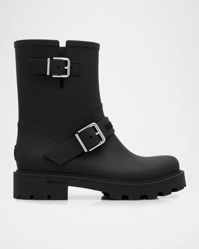 Jimmy Choo Biker Rain Black Tpu Rain Boots Black 42 In Animal Print