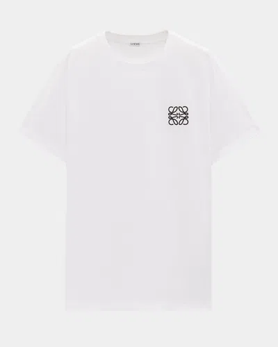Loewe Two-tone Anagram Embroidery Cotton T-shirt Clothing In White