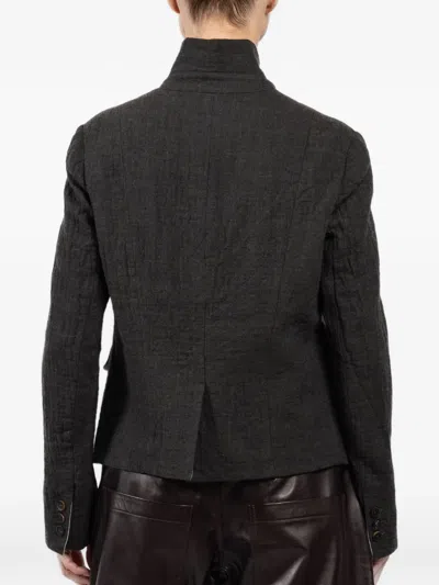 Forme D'expression Stand-collar Buttoned Jacket In Black