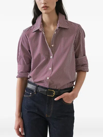 Patrick Assaraf Striped Buttoned Shirt In Pink
