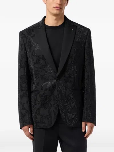 Billionaire Brocade Strass Blazer In Black
