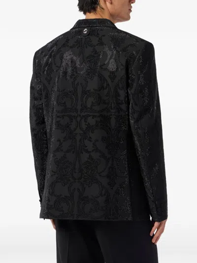 Billionaire Brocade Strass Blazer In Black
