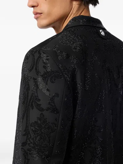 Billionaire Brocade Strass Blazer In Black