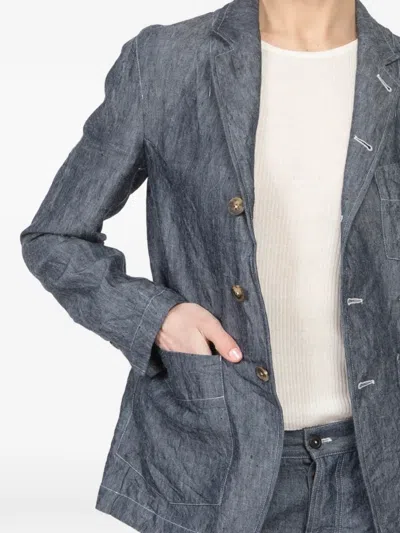 Forme D'expression Buttoned Chest-pocket Jacket In Gray