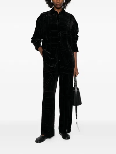 Totême Toteme Monogram Pajama Trousers In Black