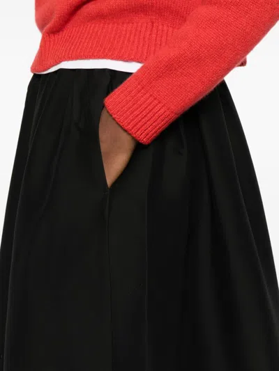 Totême Wool A Line Midi Skirt Side Pockets In Black