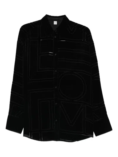 Totême Toteme Monogram Pajama Shirt In Black