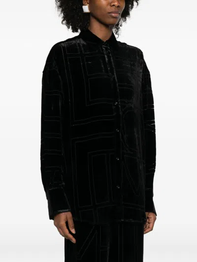 Totême Toteme Monogram Pajama Shirt In Black