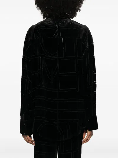 Totême Toteme Monogram Pajama Shirt In Black