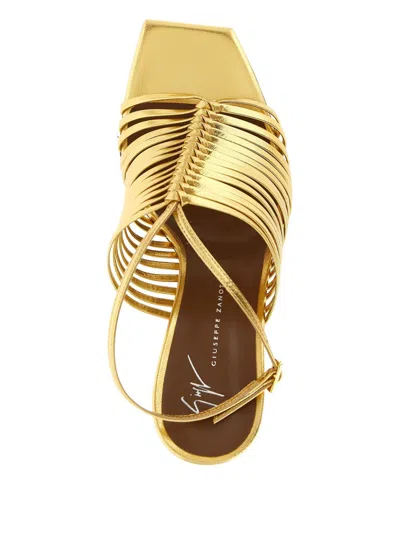 Giuseppe Zanotti Savoia Sandals Ankle Strap Open Square Toe In Gold