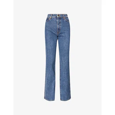 Khaite Danielle High Waist Straight Leg Jeans In Multi
