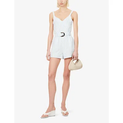 Simkhai Womens Hydrangea Blue Stripe Kai Pinstripe Cotton-blend Playsuit In Blue