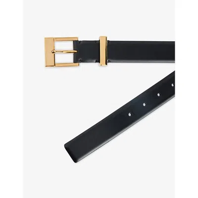 Khaite Womens Black Manhattan Square-buckle Leather Belt In Black