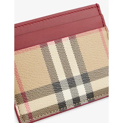 Burberry Womens Vntg Chk/ruby Check Four-slot Faux-leather Card Holder