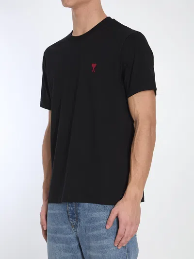 Ami Alexandre Mattiussi Ami Paris Ami De Coeur T-shirt In Organic Cotton In Black