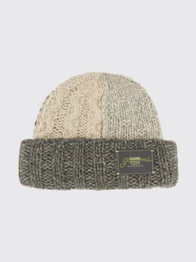 Ganni Women Cap With Logo In Green