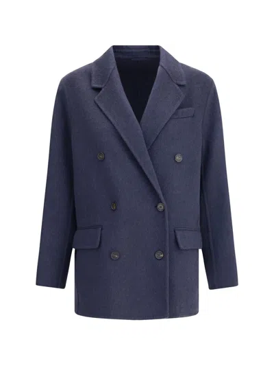 Brunello Cucinelli Caban Jacket In Blue
