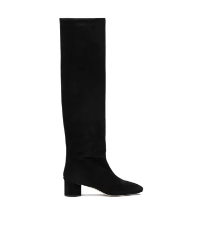 Aeyde Suede Block Heel Over-the-knee Boots In Black