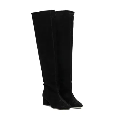Aeyde Suede Block Heel Over-the-knee Boots In Black
