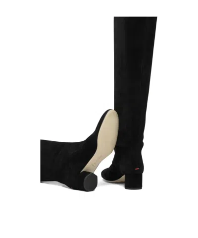 Aeyde Suede Block Heel Over-the-knee Boots In Black