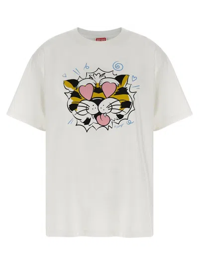 Kenzo Tiger Graphic Short Sleeve Crew Neck T Shirt In Neutral