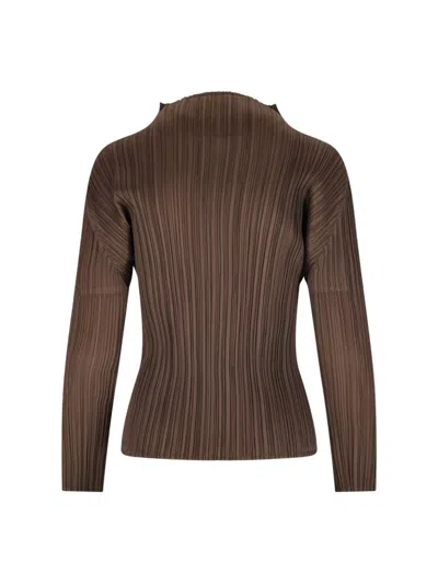 Issey Miyake Pleats Please  Top In Brown